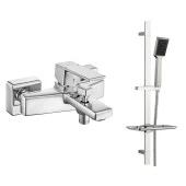 ECA Royal Banyo Bataryası + T-MAY Arya Kare Borulu Hareketli Sürgülü Duş Seti Üst Takımı - 1