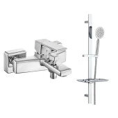 ECA Royal Banyo Bataryası + T-MAY Sardes Mat İnox Kare Borulu Hareketli Sürgülü Duş Seti Üst Takımı - 1