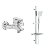ECA Niobe Banyo Bataryası + T-MAY Çam Kare Borulu Hareketli Sürgülü Duş Seti Üst Takımı - 1