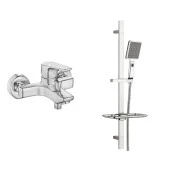 ECA Niobe Banyo Bataryası + T-MAY Sümbül Kare Borulu Hareketli Sürgülü Duş Seti Üst Takımı thumbnail 1