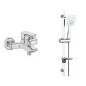 ECA Niobe Banyo Bataryası + T-MAY Çam Oval Borulu Hareketli Sürgülü Duş Seti Üst Takımı - 1