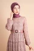 Yeni Koleksiyon Astarlı Şifon Labirent Desen Pembe - 4