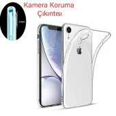 iPhone XR Kılıf Şeffaf Silikon Kamera Korumalı 3D Tıpalı - 3