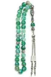 Yeşil Akik Doğal Taş Tesbih 8 mm Küre Kesim thumbnail 2