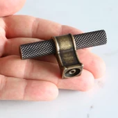 Hisar Eskitme Antik Sarı Metal Düğme Tek Vidalı Mobilya Mutfak Çekmece Dolap Kulpu Kulbu Kulpları - 7