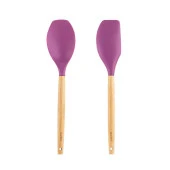 TANTİTONİ BAMBU SAPLI VİŞNE RENKLİ SİLİKON BÜYÜK KAŞIK VE SPATULA SETİ - 1
