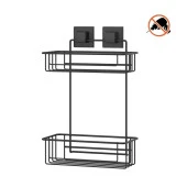 Tekno Tel EF-256 Yapışkanlı 2 Katlı Düz Banyo Rafı Siyah - 1