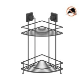 Tekno Tel EF-253 Yapışkanlı 2 Katlı Köşelik Banyo Rafı Siyah - 1