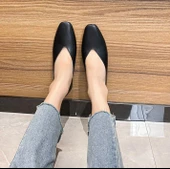 Kadın Babet Hakiki Deri Siyah Platin - 1