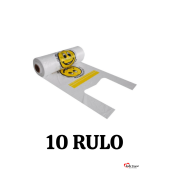 Rulo Poşet Orta Boy 10 Rulo Gülenyüz Baskılı Poşet Hışır Atlet Poşet Market Manav Poşeti - 1