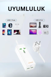 AC99A 1.5M Talent 2 Adet USB 1 Adet Type-C 1 Adet Priz PD30W Şarj Aleti - 4