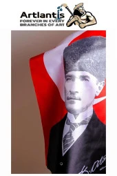 Atatürk Baskılı Türk Bayrağı 50x75 cm 1 Adet Bayraklı Atatürk Posteri Dijital Baskı Raşel Kumaş İç ve Dış Ortama Uygundur - 3