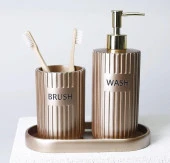 Selim Dekor Grooved Banyo Seti Vizon - 3