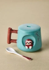 The Mia Tembel Hayvan Kapaklı ve Kaşıklı Kupa 370 ml - 4