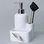 Selim Dekor Leaf Sıvılı Süngerlik Beyaz-Gümüş - 1