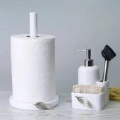 Selim Dekor Leaf Sıvılı Süngerlik Beyaz-Gümüş - 3