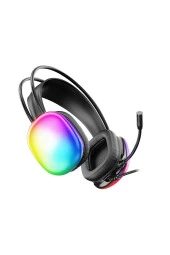 Lenovo HT409 USB Kablolu RGB LED Aydınlatmalı Mikrofonlu Kulak Üstü Gaming Kulaklık Siyah - 6