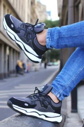 Runner Füme Beyaz Ortopedik Günlük Garantili Yürüyüş Koşu Sneaker Spor Ayakkabı Runner-1987 - 3