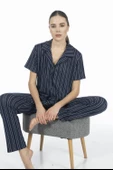 Estiva 24156 Kadın Kısa Kol Boydan Düğmeli Gömlek Pijama Takımı - 3