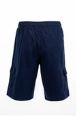 Lacivert Kargo Cepli Beli Lastikli Unisex Keten Şort  %100 Pamuk - 2