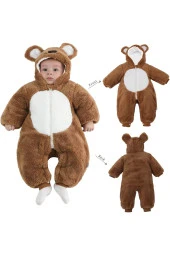 unisex bebekler için günlük tulum ayı desenli ( 0-10 ay ) - 1