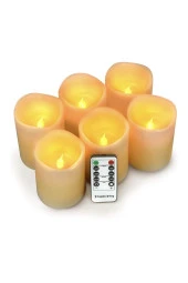 LED mumlar, alevsiz mumlar 200 saat dekorasyon mum sütunları 6'lı set, 10 tuşlu kumanda - 1
