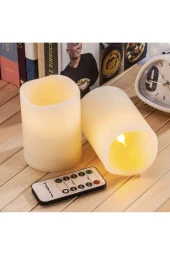 LED mumlar, alevsiz mumlar 200 saat dekorasyon mum sütunları 6'lı set, 10 tuşlu kumanda - 2