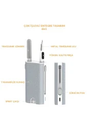 Airpods Temizleme Kiti Kulaklık Ekran Temizleyici 5in1 Taşınabilir Kulaklık Temizlik Kit Kalemi - 2