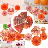 Kağıt Yelpaze Süs Turuncu Set 6 lı thumbnail 3