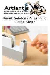 12x66 Metre Selefon Bant 3 Adet Büro Bandı Büyük Bant Makinelerine Uyumlu Kırtasiye Şeffaf Para Bandı thumbnail 3