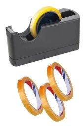 Büyük Bant Kesme Makinesi Siyah ve 3 Adet 12x66 Metre Bant Masa Üstü Bant Makinesi Bant Kesici - 1