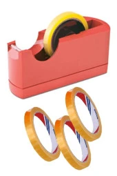 Büyük Bant Kesme Makinesi Kırmızı ve 3 Adet 12x66 Metre Bant Masa Üstü Bant Makinesi Bant Kesici - 1