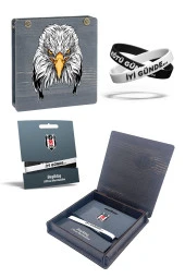 Beşiktaş Orijinal 2'li Silikon İyi Günde Kötü Günde Bileklik Kartal Baskılı Hediyelik Ahşap Kutulu - 1