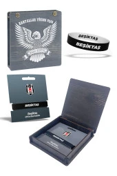 Beşiktaş Orijinal Çift Taraflı Silikon Bileklik Hediyelik Ahşap Kutulu - 1