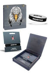 Beşiktaş Orijinal Çift Taraflı Silikon Bileklik Kartal Baskılı Hediyelik Ahşap Kutulu - 1