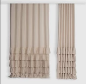 Pamuklu Buldan Keten Çok Fırfırlı Fon Perde Tek Kanat Bej Fon - 4