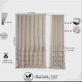 Pamuklu Buldan Keten Çok Fırfırlı Fon Perde Tek Kanat Bej Fon - 3