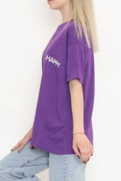 Baskılı Oversize Tişört Mor - 16500.1567. - 5