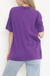 Baskılı Oversize Tişört Mor - 16500.1567. - 8
