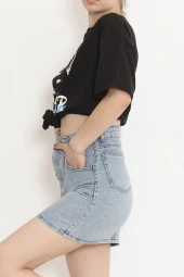 Baskılı Oversize Tişört Siyah - 16496.1567. - 5