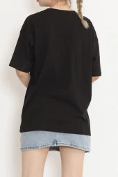 Baskılı Oversize Tişört Siyah - 16496.1567. - 9