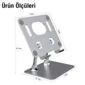 Zhltools Katlanabilir Alüminyum Tablet ve Telefon Tutucu Standı Gri - 7