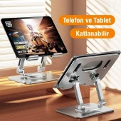 Zhltools Katlanabilir Alüminyum Tablet ve Telefon Tutucu Standı Gri - 9