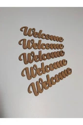 5 Adet Welcome Ahşap Yazı 3mm Ham Mdf 18 X 4 Cm Ölçülerindedir - 1