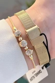 Daniel Klein DKISTE1221 Kadranı Yeşil Kordonu Gold Renk Hediye Paketli Kadın Kol Saati ve Bileklik - 5