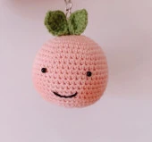 Şeftali Surat Amigurumi Organik Anahtarlık Oyuncak - 1