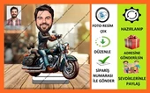 Motorsikletli Adam Karikatür Biblo,Sevgiliye Hediye,Doğum Günü H thumbnail 1