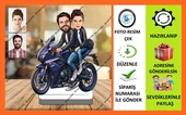 Motorlu Çift Karikatür Biblo,Sevgiliye Hediye,Doğum Günü Hediye thumbnail 1