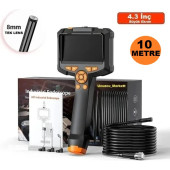Endüstriyel Endoskop 10 Metre Yılan Kamera 4.3 Inç IPS Ekran IP67 Su Geçirmez Kamera HD1080P 8mm Lens (Araba- Boru Kanalizasyon Inceleme Kamerası) - 1