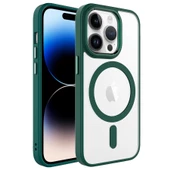 iPhone 14 Pro Kılıf Wireless Şarj Özellikli Krom Magsafe Silikon Kapak - 1